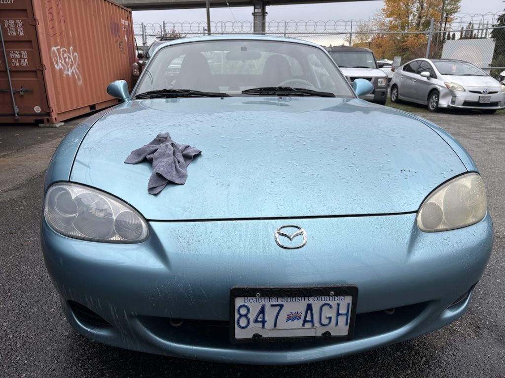 Mazda Miata in for timing belt service at The Garage in Burnaby